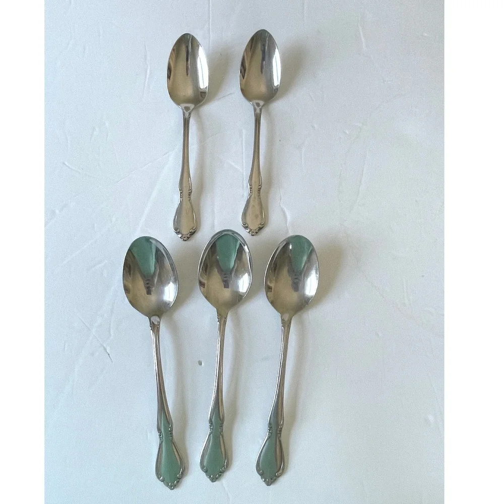 Excellent Oneida Oneidacraft Deluxe Chateau Spoons Set 5 Silver Stainless
